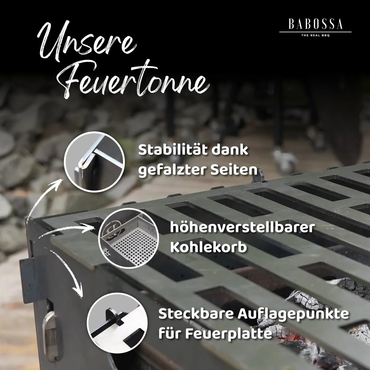 Feuertonnen Set | Premium Cortenstahl | Steckbar | Höhenverstellbar | Hitzesteuerung - Image 3