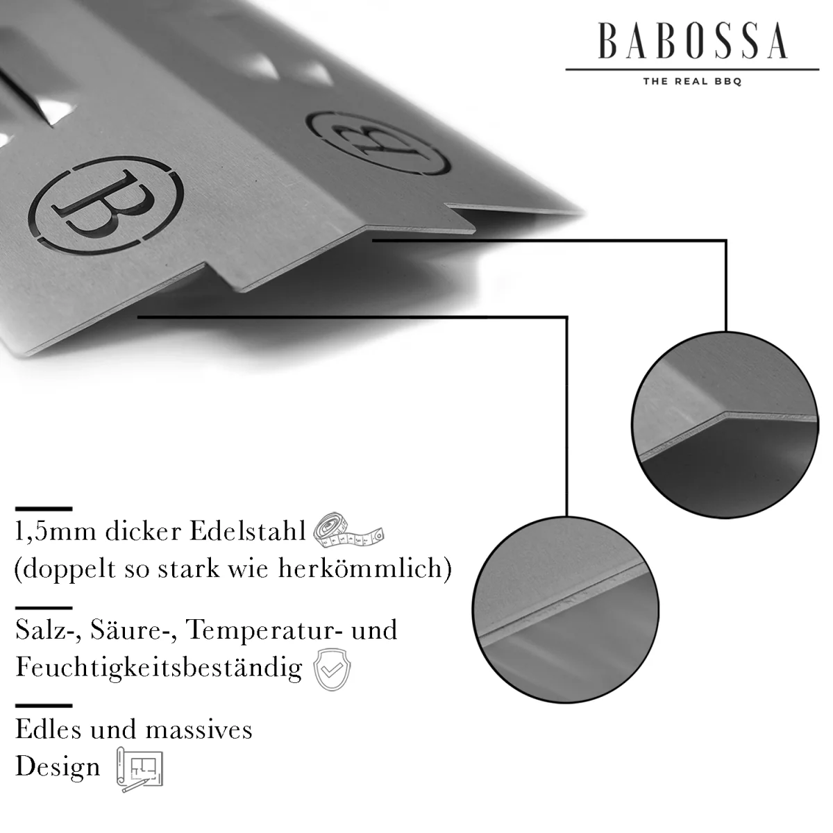 Flammschutzblech | Aromaschiene | V4A Edelstahl | Burnhard Earl | 4er Set - Image 4